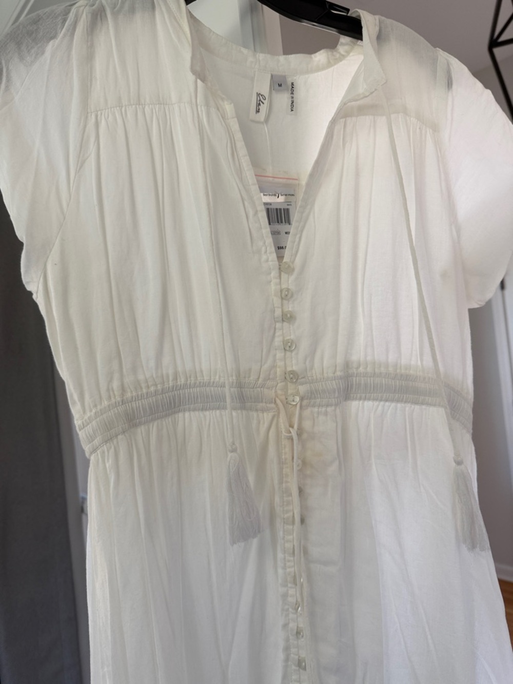 Elan White Button-Front Boho Maxi Dress - Picture 3 of 6